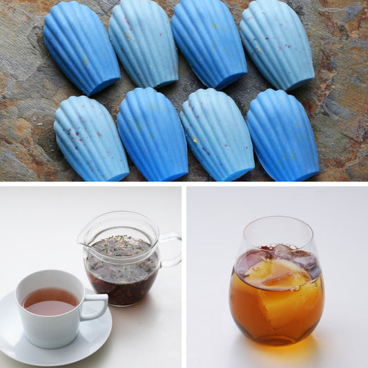 紅茶＆ハーブティーと青い薔薇のマドレーヌセット