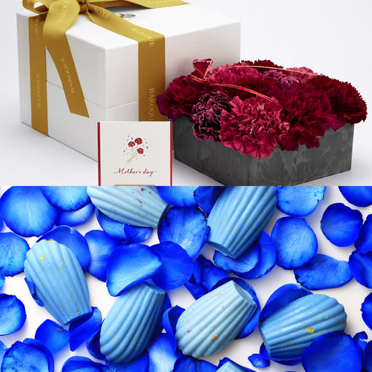深紅赤カーネーションBOX＆選べる薔薇スイーツ